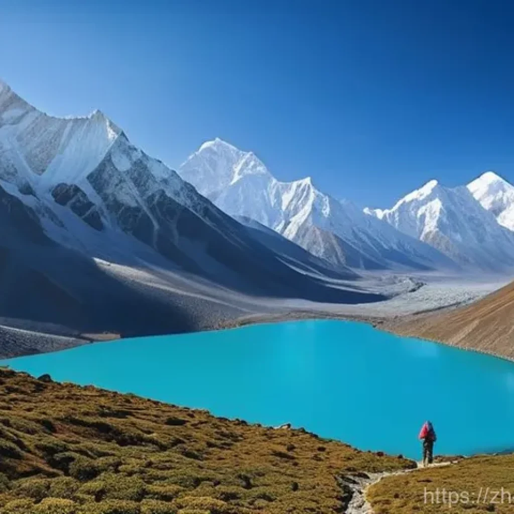 네팔 중국 국경 트레킹 루트 - **Prompt 1: Majestic Himalayan Vista and Trekker's Awe**
"A wide, panoramic shot showcasing the ...