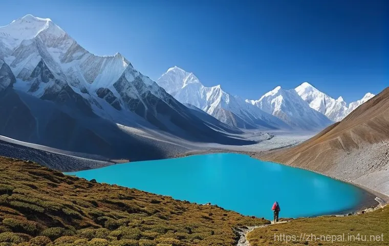 네팔 중국 국경 트레킹 루트 - **Prompt 1: Majestic Himalayan Vista and Trekker's Awe**
"A wide, panoramic shot showcasing the ...