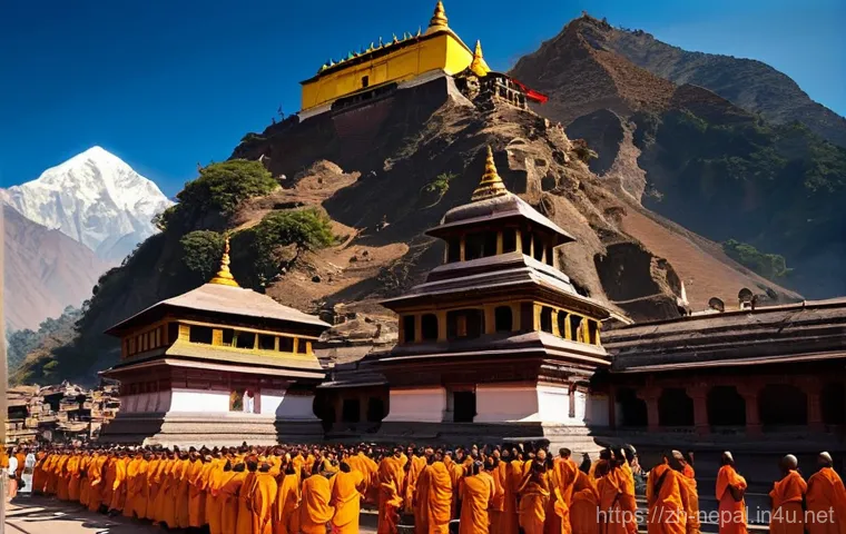 네팔과 인도의 역사적 관계 - **Prompt:** "A serene and majestic scene in the Himalayas, showcasing the deep cultural and spiritua...