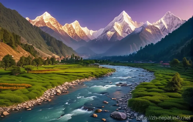 네팔 히말라야 산맥의 특징 - Prompt 1: The Himalayas' Diverse Ecosystems and River Sources**