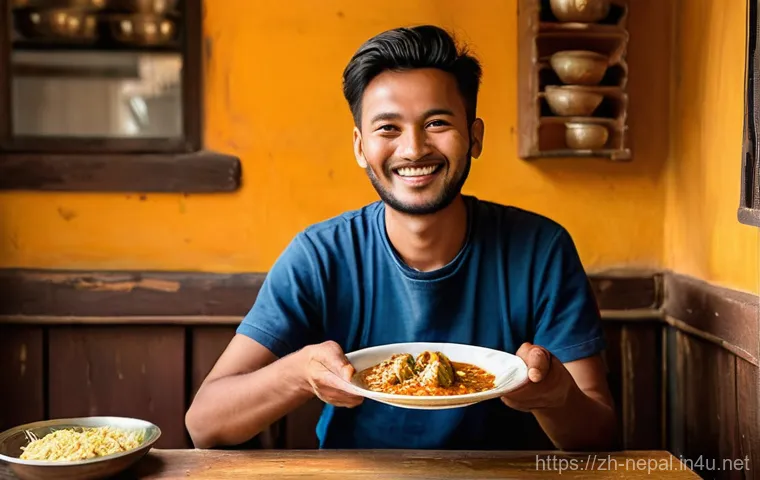 네팔 여행 중 유용한 네팔어 회화 - **Prompt:** A heartwarming scene capturing a moment of genuine connection in a bustling Nepalese mar...