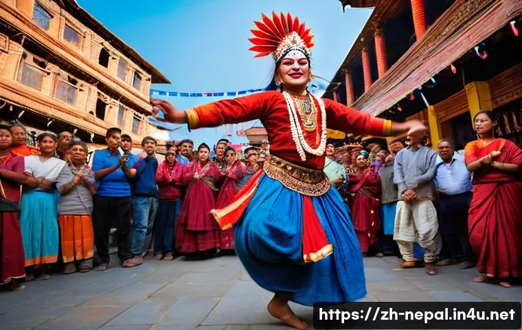 네팔의 유명한 전통 춤 - **Prompt 1: The Mystical Lakhey Dance of Nepal**
    A dynamic, medium shot of a Nepalese Lakhey dan...