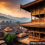 네팔의 유네스코 세계유산 - A breathtaking scene of Kathmandu Valley&rsquo;s ancient architecture at sunset, featuring the intricately...