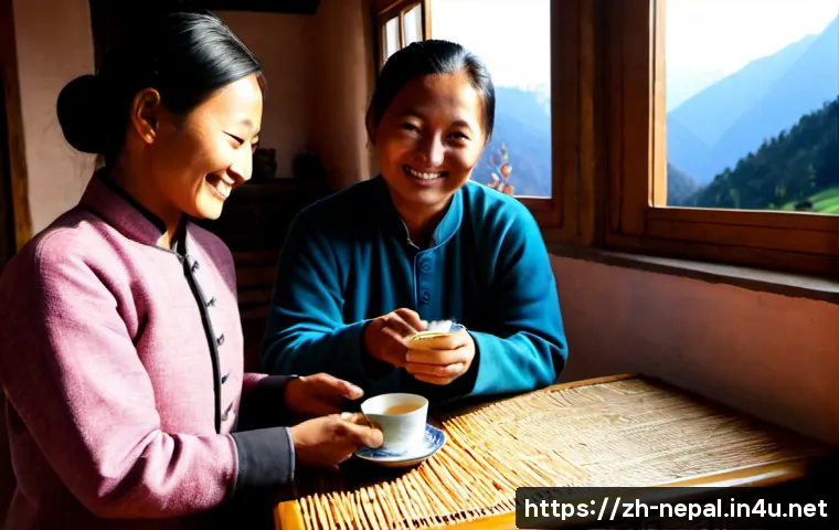 네팔에서의 특별한 경험  홈스테이 - Photorealistic Nepalese homestay welcome scene, a smiling local host in modest traditional clothing ...